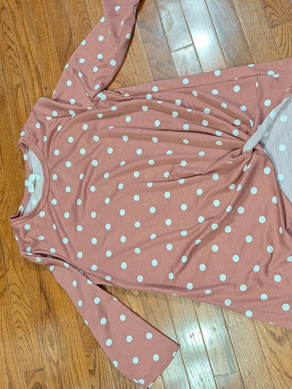 Kids Polka Dot Long Sleeve Pajama Top - Dusty Rose with White Dots